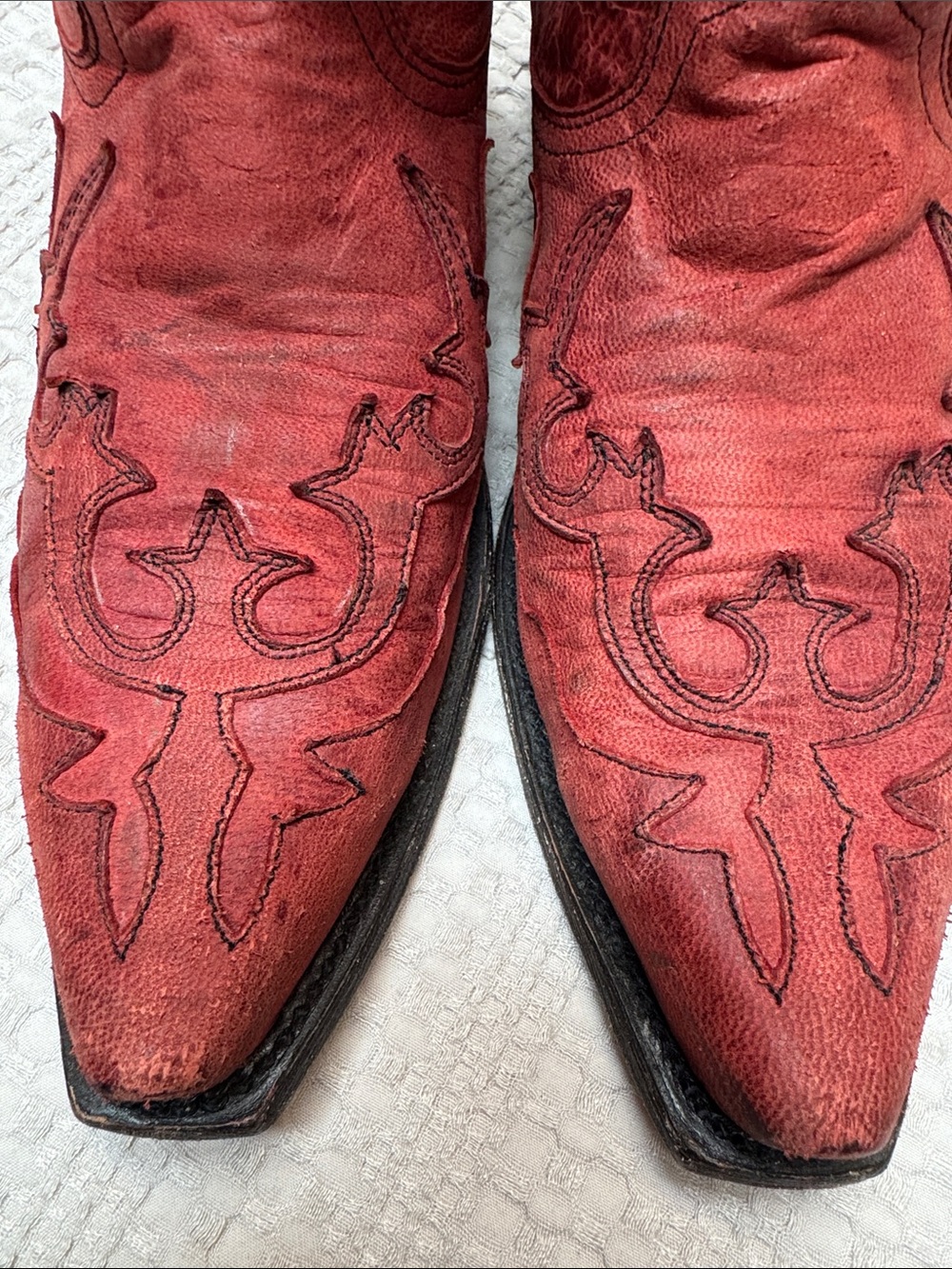Stetson Embroidered Western Cowboy Boots Red - Picture 3 of 8